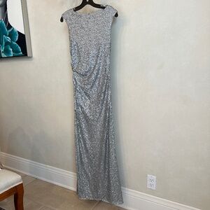 Evening Gown Silver sequins sequence sleeveless maxi dress Size Small and XS